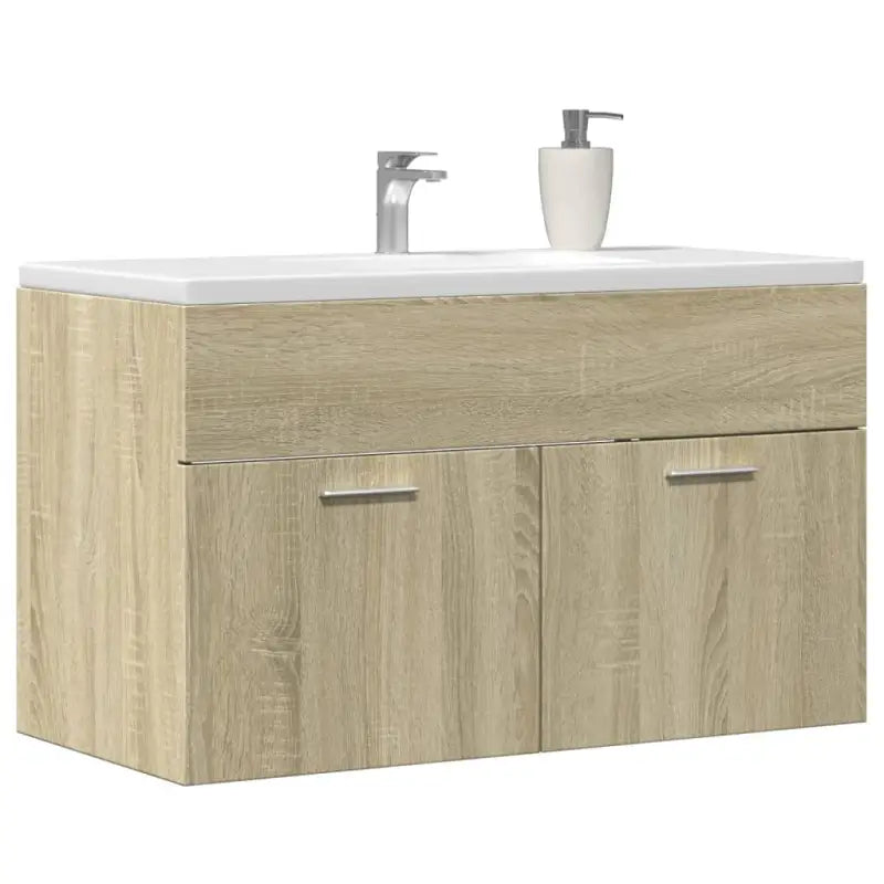 Badsmeubelset met gootsteenkast van bewerkt hout voor extra opbergruimte - Sonoma eiken / 90 x 38.5 x 46 cm
