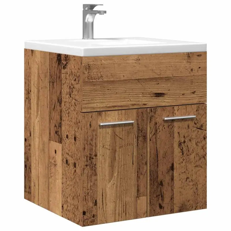Badsmeubelset met gootsteenkast van bewerkt hout voor extra opbergruimte - Oud hout / 41 x 38.5 x 46 cm