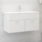 Badsmeubelset met gootsteenkast van bewerkt hout voor extra opbergruimte - Wit / 90 x 38.5 x 46 cm - Badkamermeubelsets