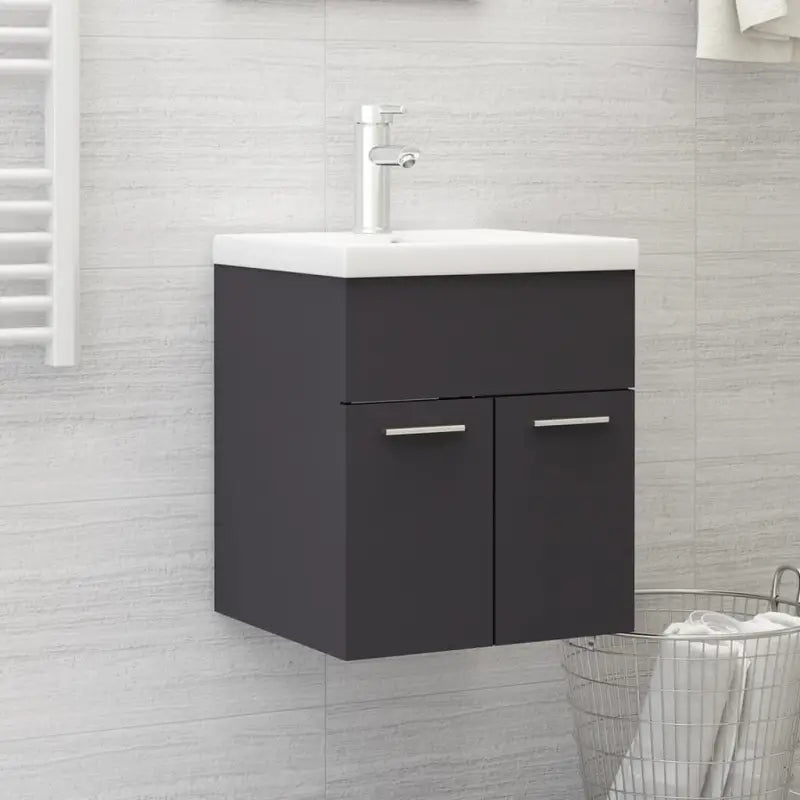Badsmeubelset met gootsteenkast van bewerkt hout voor extra opbergruimte - Grijs / 41 x 38.5 x 46 cm