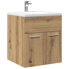Badsmeubelset met gootsteenkast van bewerkt hout voor extra opbergruimte - artisanaal eikenkleurig / 41 x 38.5 x 46 cm