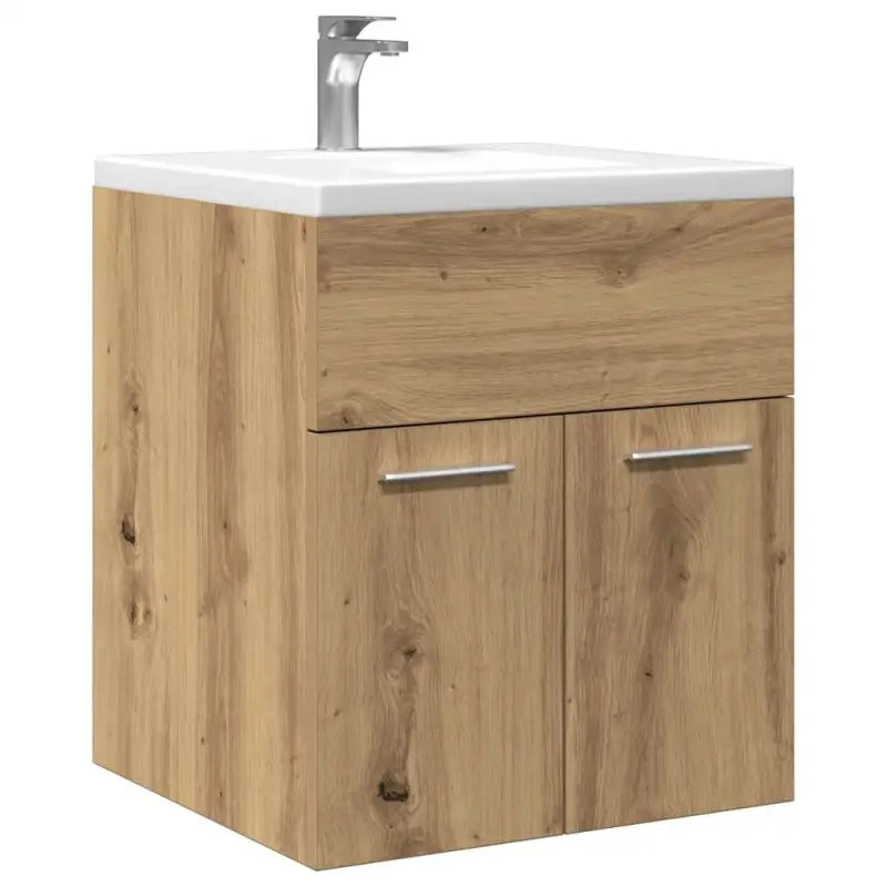 Badsmeubelset met gootsteenkast van bewerkt hout voor extra opbergruimte - artisanaal eikenkleurig / 41 x 38.5 x 46 cm