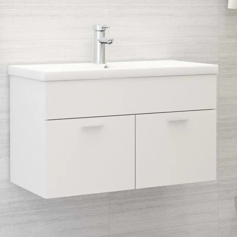 Badsmeubelset met gootsteenkast van bewerkt hout voor extra opbergruimte - Wit / 80 x 38.5 x 46 cm - Badkamermeubelsets