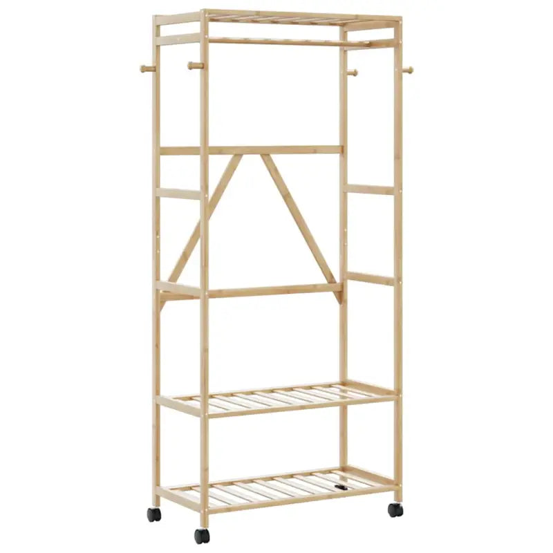 Bamboe kledingrek voor een natuurlijke en praktische ruimteorganisatie - 90 cm / 1 / met wielen - Kledingrekken &