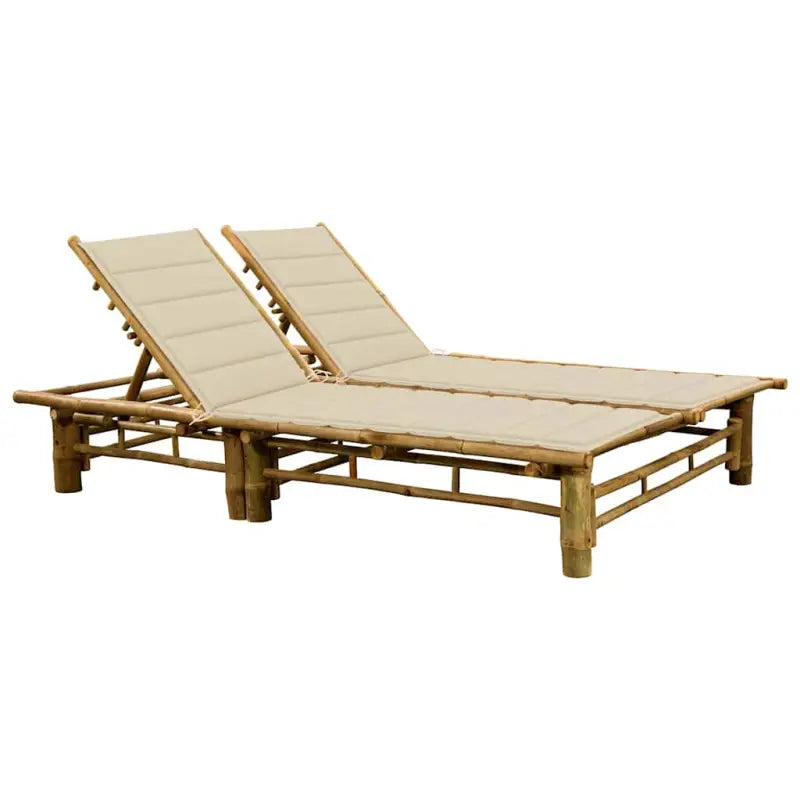 Bamboe ligstoel voor twee personen voor tuin en ontspanning - Beige / 1 - Ligstoelen