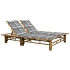 Bamboe ligstoel voor twee personen voor tuin en ontspanning - Grijs ruitpatroon / 1 - Ligstoelen