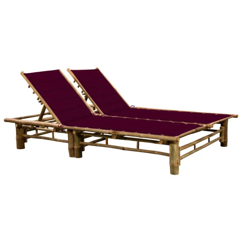 Bamboe ligstoel voor twee personen voor tuin en ontspanning - Wijnrood / 1 - Ligstoelen
