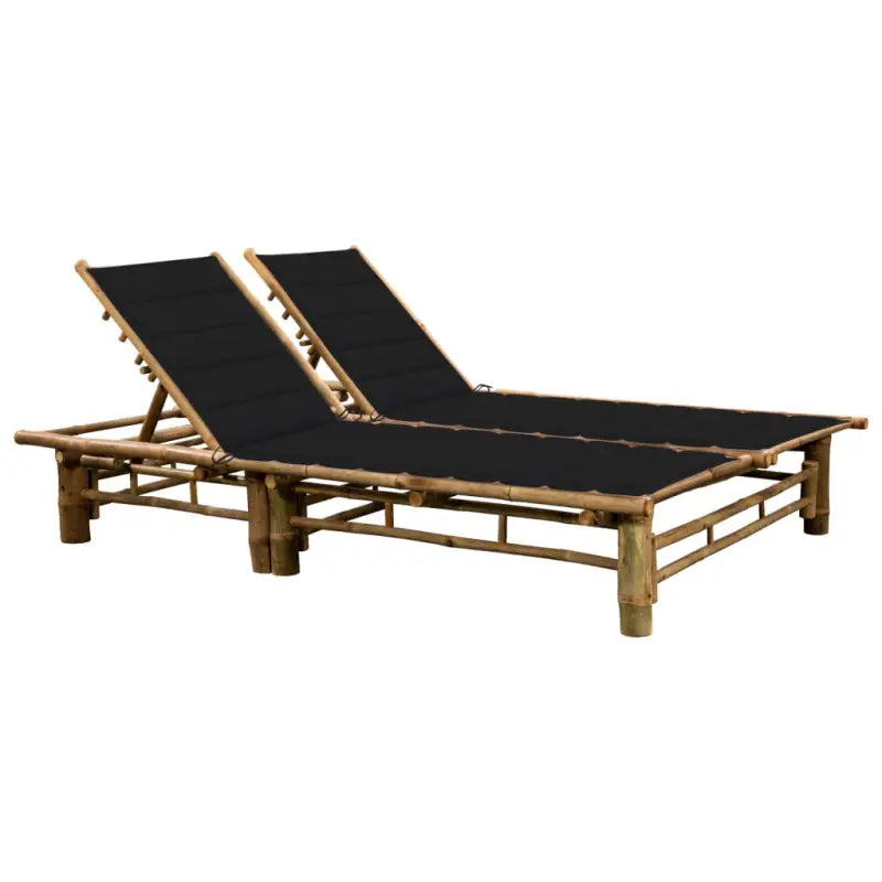 Bamboe ligstoel voor twee personen voor tuin en ontspanning - Zwart / 1 - Ligstoelen