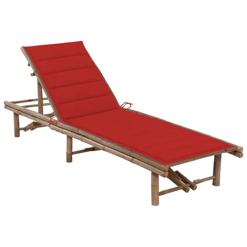 Bamboe loungeset voor ontspannen tuinmomenten - Rood / 1 - Ligstoelen