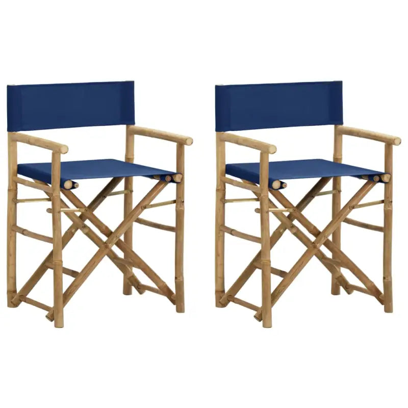 Bamboe Regisseursstoel voor Tuin en Terras - Blauw / 2 - Tuinstoelen