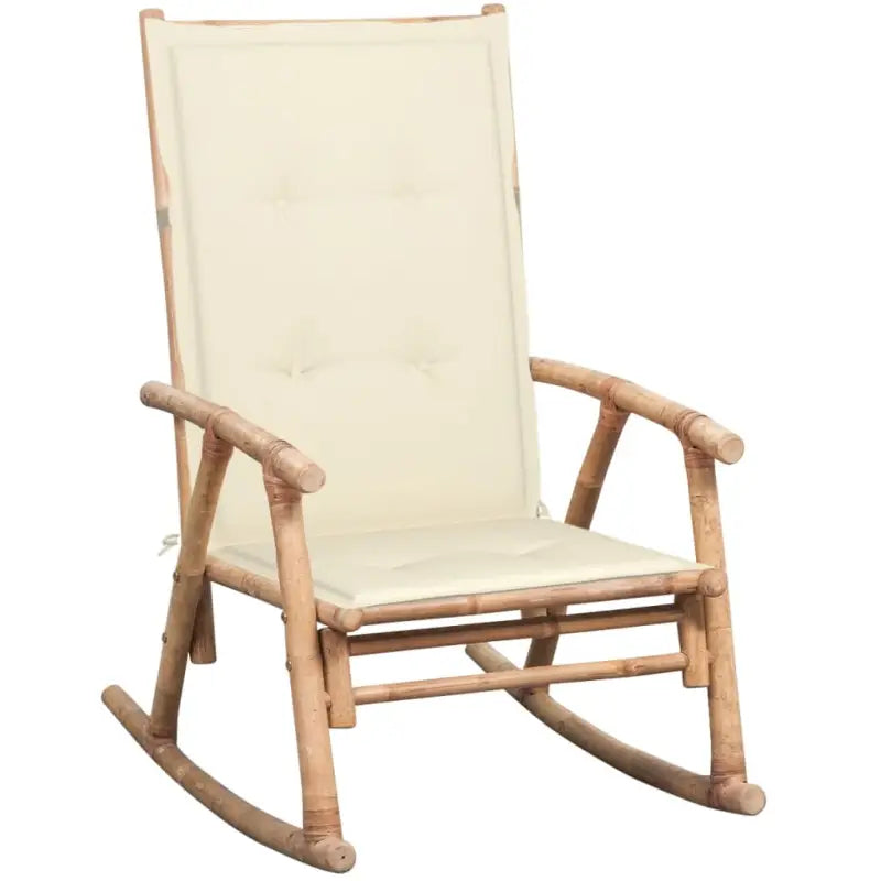 Bamboe schommelstoel voor tuin of terras met elastische band en sets touwtjes - Crème / 120 x 50 x 4 cm / 1