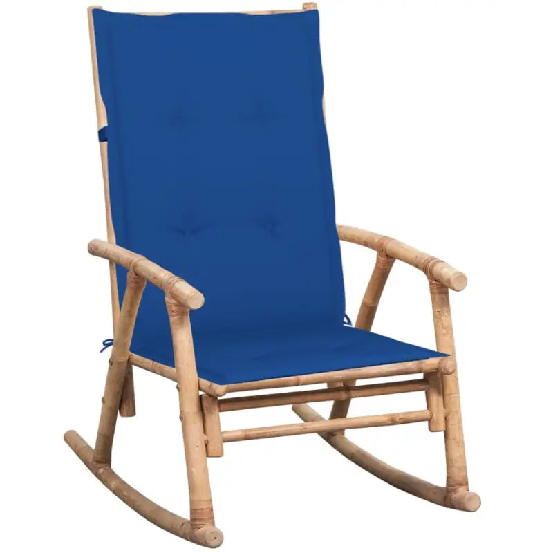 Bamboe schommelstoel voor tuin of terras met elastische band en sets touwtjes - koningsblauw / 120 x 50 x 4 cm / 1