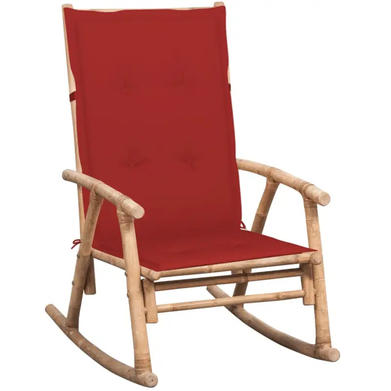Bamboe schommelstoel voor tuin of terras met elastische band en sets touwtjes - Rood / 120 x 50 x 4 cm / 1 - Tuinstoelen