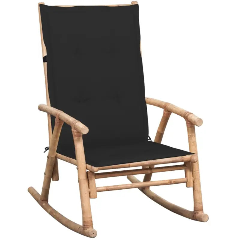 Bamboe schommelstoel voor tuin of terras met elastische band en sets touwtjes - Zwart / 120 x 50 x 4 cm / 1