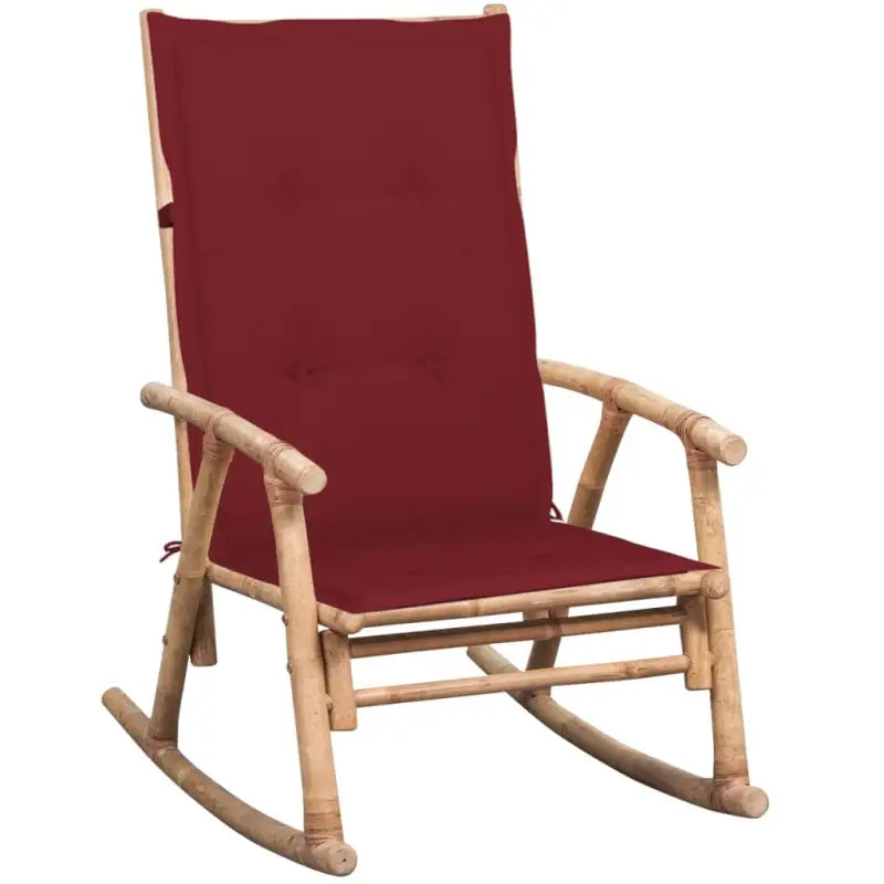 Bamboe schommelstoel voor tuin of terras met elastische band en sets touwtjes - Wijnrood / 120 x 50 x 4 cm / 1