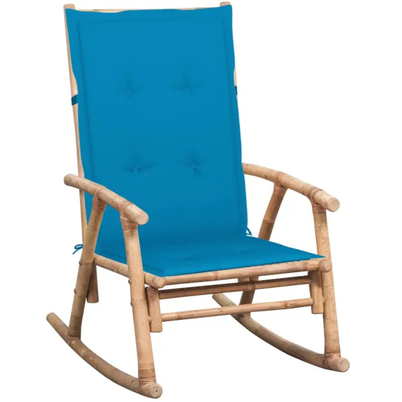 Bamboe schommelstoel voor tuin of terras met elastische band en sets touwtjes - Blauw / 120 x 50 x 4 cm / 1