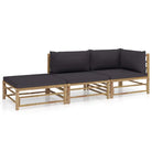 Bamboe tuin loungeset met comfortabele diepte zitting - Donkergrijs / hoek + midden + voetensteun - Tuinsets