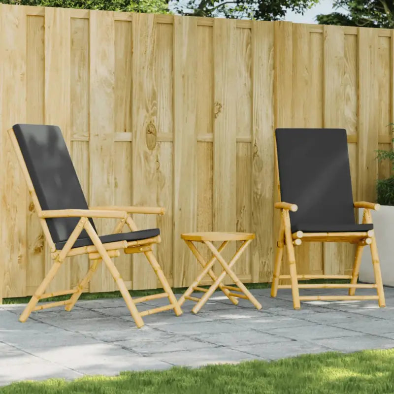 Bamboe tuinset met comfortabele zitervaring en wasbare hoes - Donkergrijs / 45 x 45 cm - Tuinsets