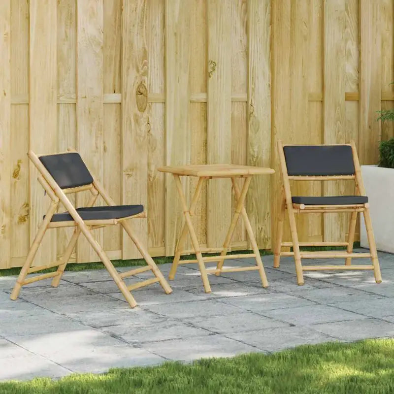 Bamboe tuinset met comfortabele zitervaring en wasbare hoes - Donkergrijs / 55 x 55 x 75 cm - Tuinsets