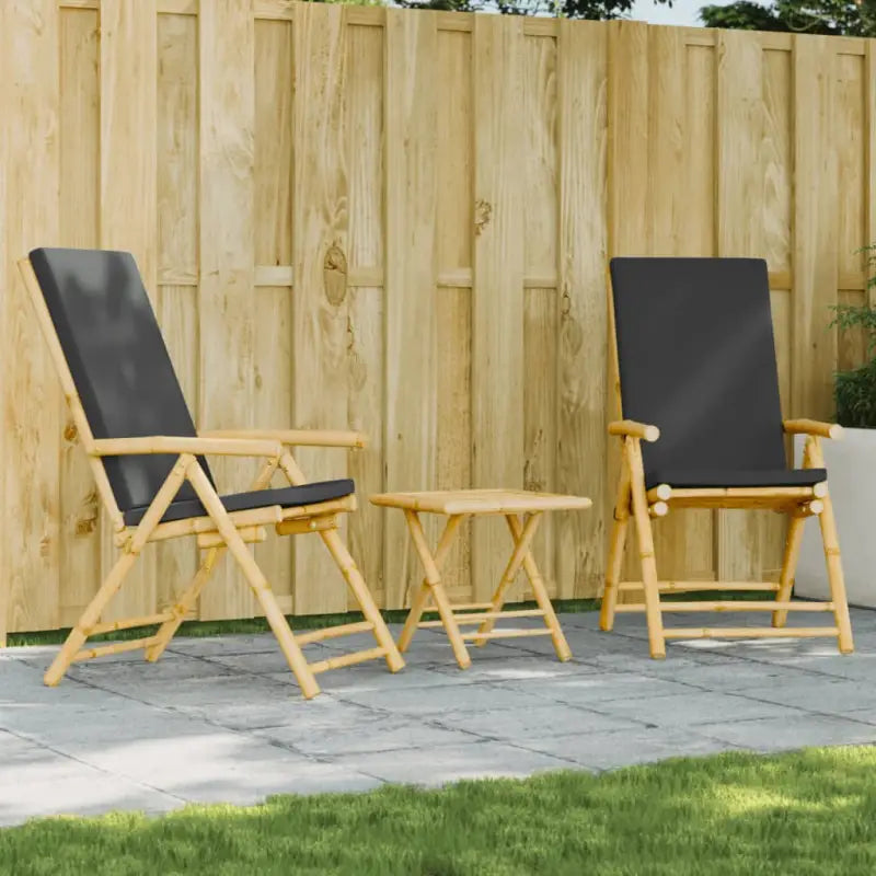 Bamboe tuinset met comfortabele zitervaring en wasbare hoes - Donkergrijs / 45 x 45 x 45 cm - Tuinsets