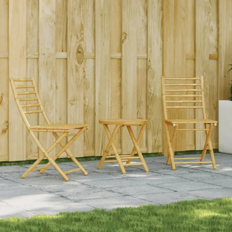 Bamboe Tuinset met Inklapbare Tuintafel en Tuinstoel - Rond - Tuinsets