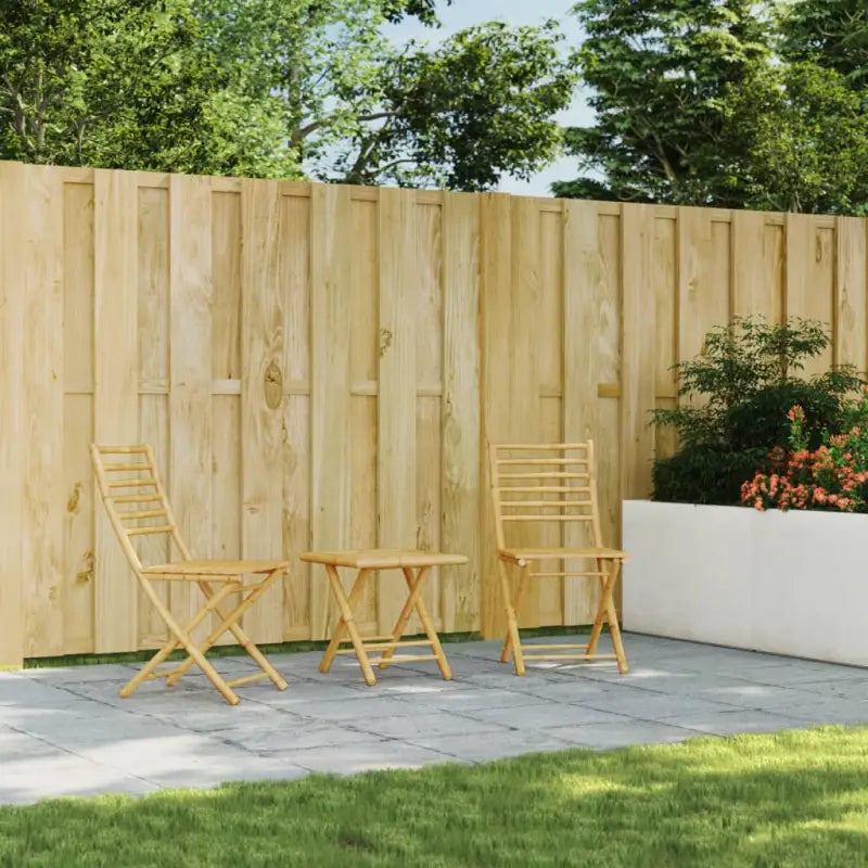 Bamboe Tuinset met Inklapbare Tuintafel en Tuinstoel - Tuinsets