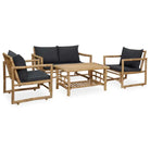 Bamboe tuinset met levering bevat hoogte armleuning en tropisch design - Grijs - Tuinsets