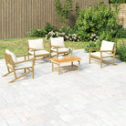 Bamboe tuinset met natuurlijke afwerking en afmetingen voor buitenruimte - Crèmewit / 4x stoel + tafel - Tuinsets