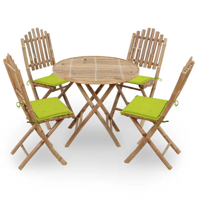 Bamboe tuinsets met kussens en stevige touwtjes voor buiten - Heldergroen / 40 x 40 x 4 cm - Tuinsets