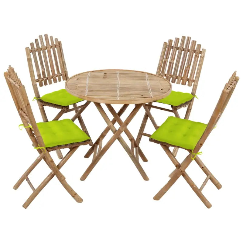 Bamboe tuinsets met kussens en stevige touwtjes voor buiten - Heldergroen / 40 x 40 x 7 cm - Tuinsets