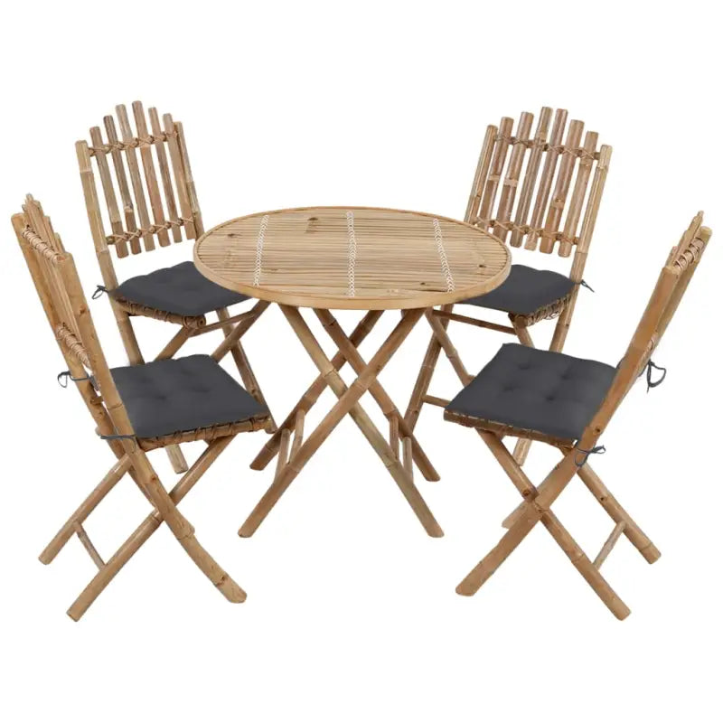 Bamboe tuinsets met kussens en stevige touwtjes voor buiten - Antraciet / 40 x 40 x 7 cm - Tuinsets