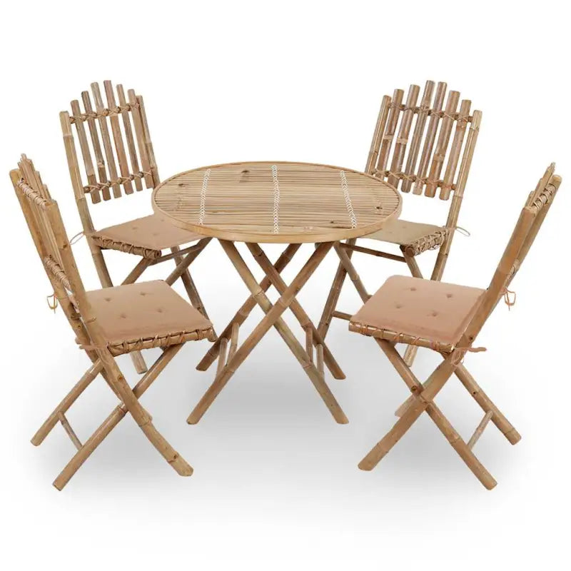 Bamboe tuinsets met kussens en stevige touwtjes voor buiten - Beige / 40 x 40 x 4 cm - Tuinsets