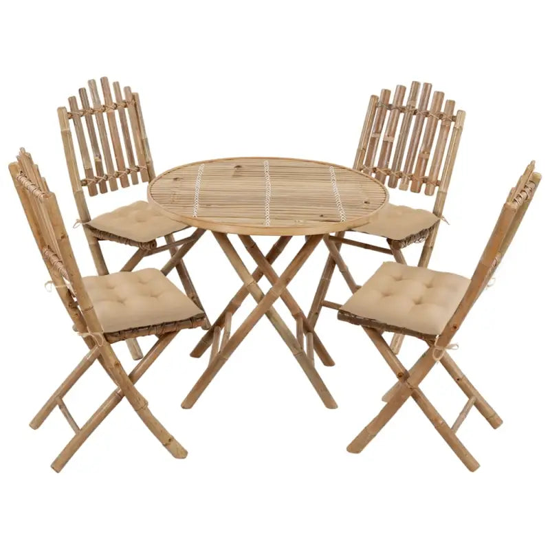 Bamboe tuinsets met kussens en stevige touwtjes voor buiten - Beige / 40 x 40 x 7 cm - Tuinsets