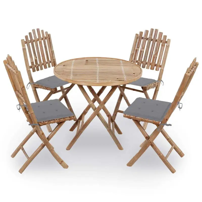 Bamboe tuinsets met kussens en stevige touwtjes voor buiten - Grijs / 40 x 40 x 4 cm - Tuinsets