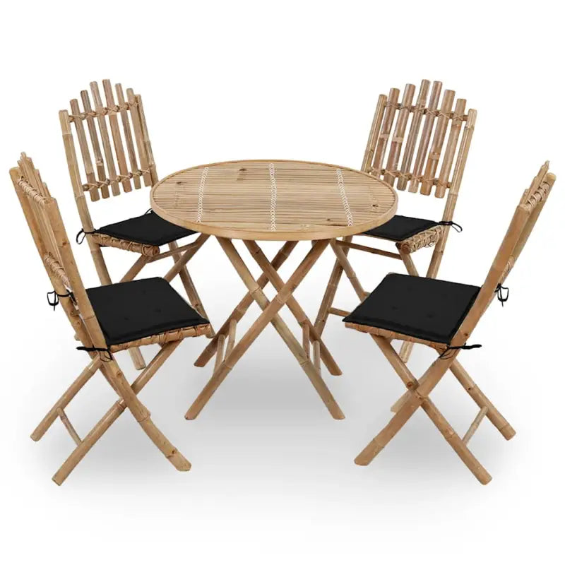 Bamboe tuinsets met kussens en stevige touwtjes voor buiten - Zwart / 40 x 40 x 4 cm - Tuinsets