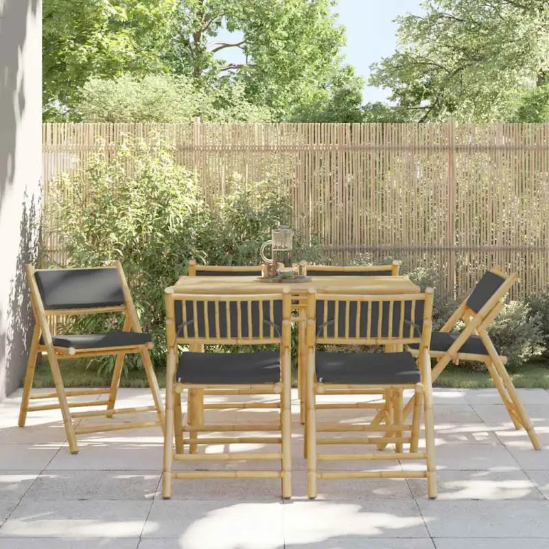 Bamboe tuinstoelen met comfortabele zitervaring en wasbare hoes - Donkergrijs / 6 - Tuinstoelen