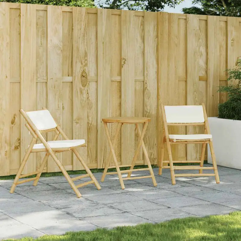 Bamboe tuinstoelen met comfortabele zitervaring en wasbare hoes - Crèmewit / 2 - Tuinstoelen