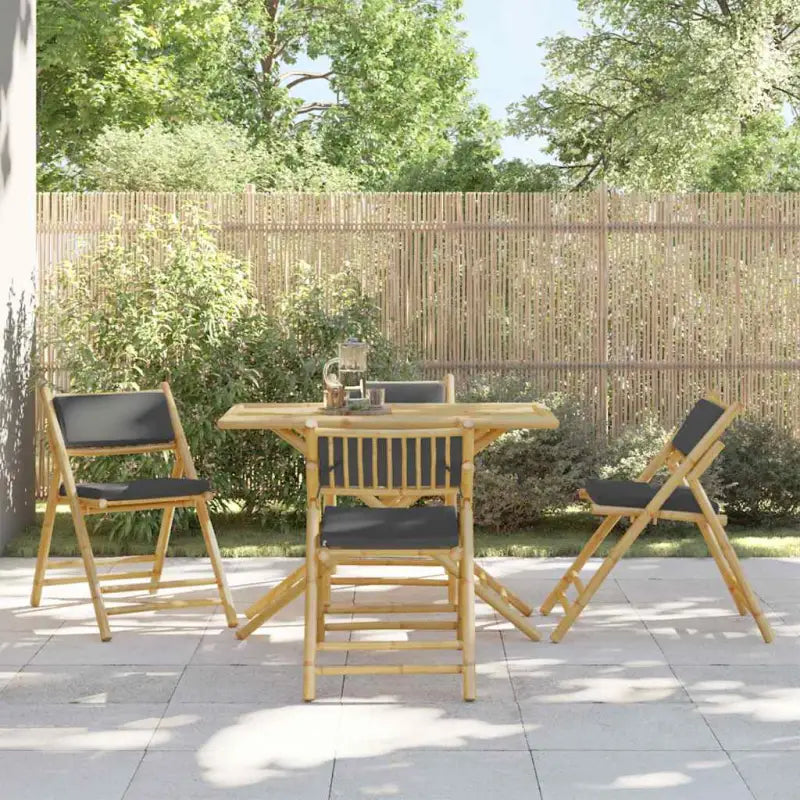 Bamboe tuinstoelen met comfortabele zitervaring en wasbare hoes - Donkergrijs / 4 - Tuinstoelen