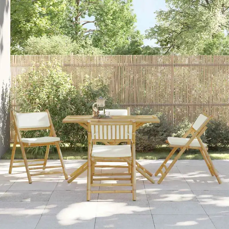 Bamboe tuinstoelen met comfortabele zitervaring en wasbare hoes - Crèmewit / 4 - Tuinstoelen