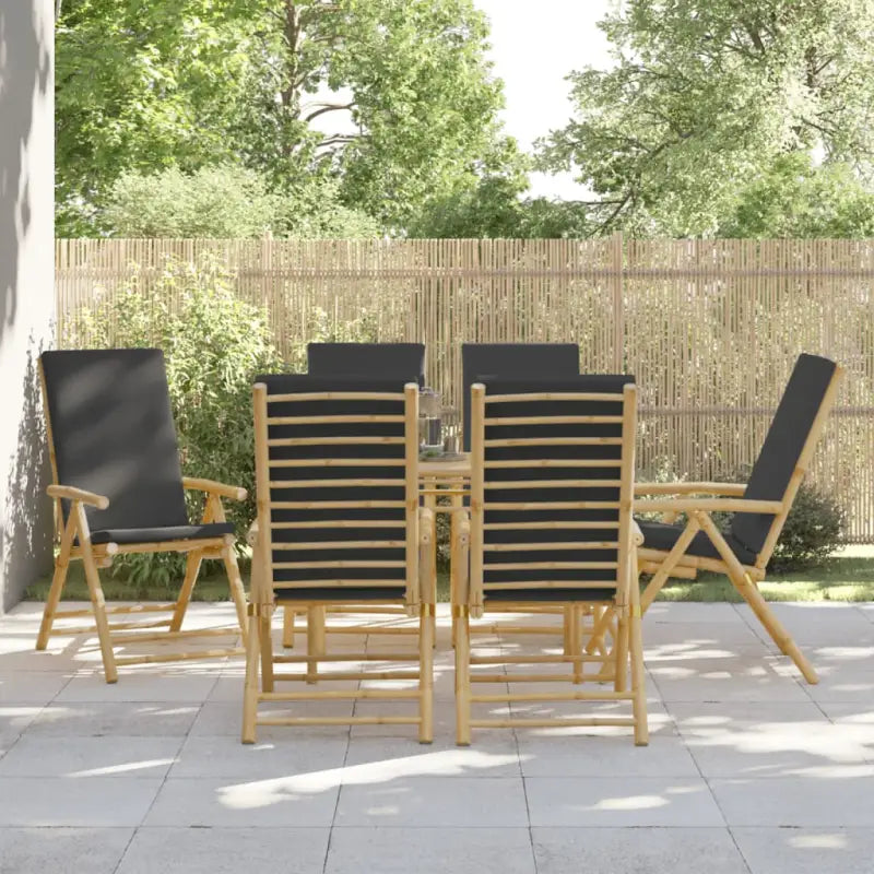 Bamboe tuinstoelen met comfortabele zitervaring en wasbare hoes - Grijs / 6 - Tuinstoelen