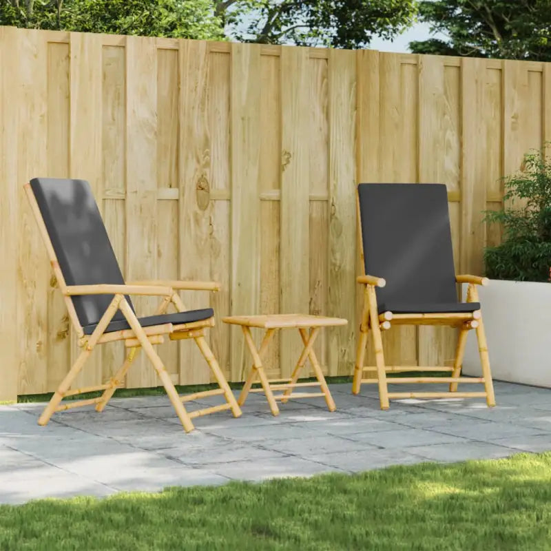 Bamboe tuinstoelen met comfortabele zitervaring en wasbare hoes - Grijs / 2 - Tuinstoelen