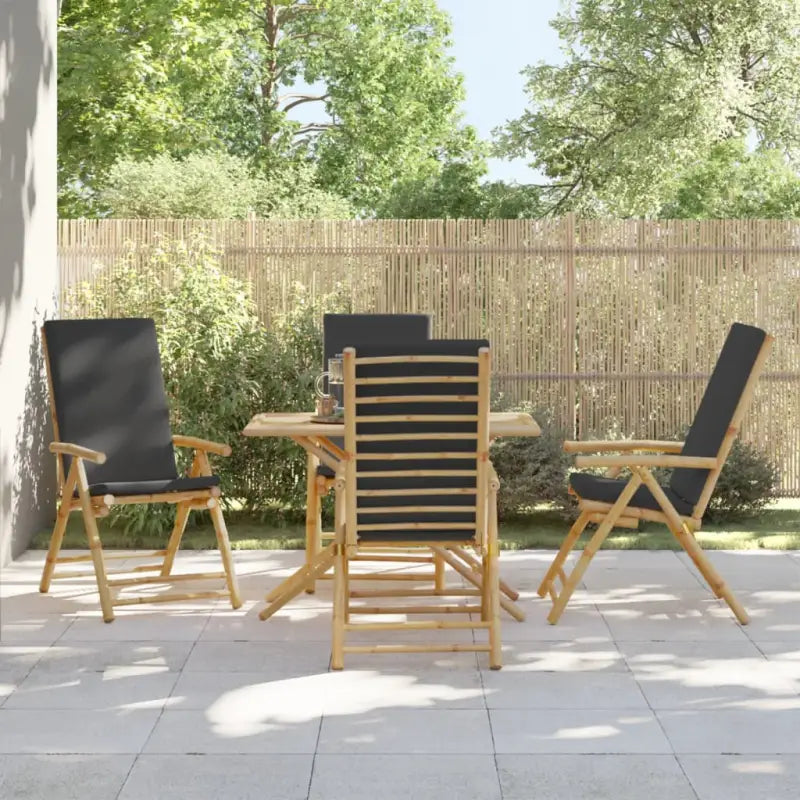 Bamboe tuinstoelen met comfortabele zitervaring en wasbare hoes - Grijs / 4 - Tuinstoelen