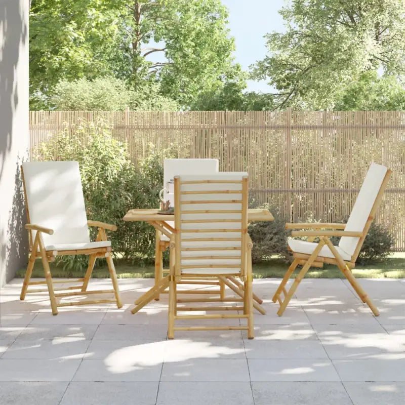 Bamboe tuinstoelen met comfortabele zitervaring en wasbare hoes - Wit / 4 - Tuinstoelen