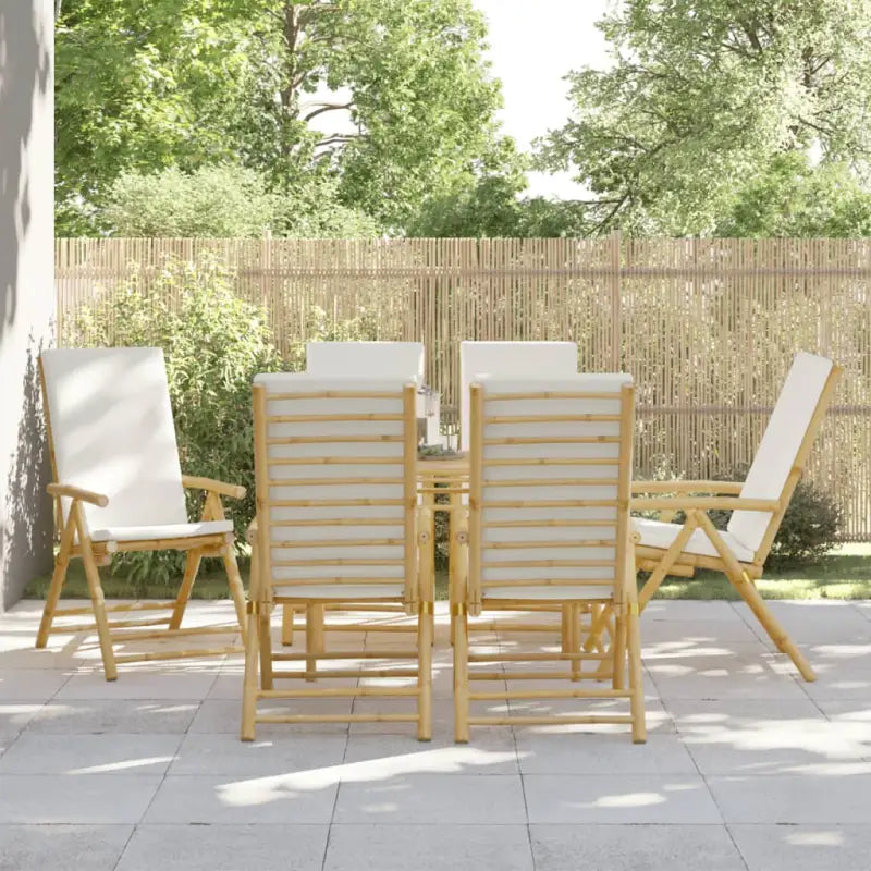 Bamboe tuinstoelen met comfortabele zitervaring en wasbare hoes - Wit / 6 - Tuinstoelen