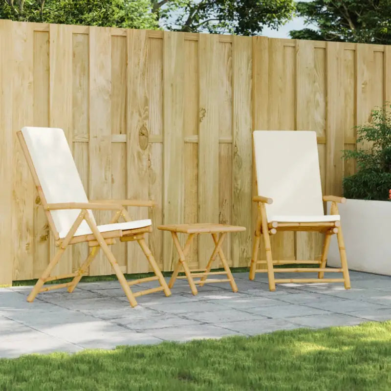 Bamboe tuinstoelen met comfortabele zitervaring en wasbare hoes - Wit / 2 - Tuinstoelen