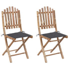 Bamboe tuinstoelen set met touwtjes voor buiten eten - Antraciet / 2 / 40 x 40 x 4 cm - Tuinstoelen