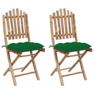 Bamboe tuinstoelen set met touwtjes voor buiten eten - Groen / 2 / 40 x 40 x 7 cm - Tuinstoelen