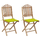 Bamboe tuinstoelen set met touwtjes voor buiten eten - Heldergroen / 2 / 40 x 40 x 4 cm - Tuinstoelen