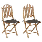 Bamboe tuinstoelen set met touwtjes voor buiten eten - Taupe / 2 / 40 x 40 x 4 cm - Tuinstoelen