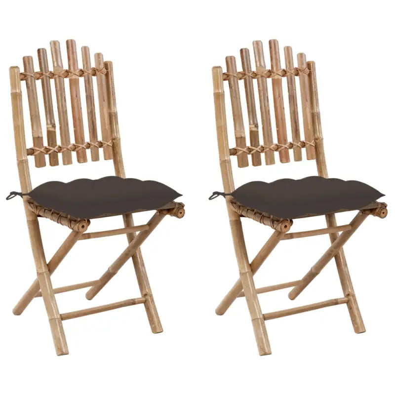 Bamboe tuinstoelen set met touwtjes voor buiten eten - Taupe / 2 / 40 x 40 x 7 cm - Tuinstoelen
